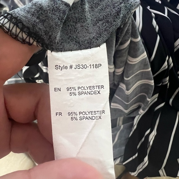 REVAMPED Bodycon Dress Stripes Ruched Assymeyrical Small Stretch Wrap Deep Neck - Picture 9 of 9